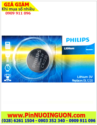Pin CR1220 _Pin Philips CR1220; Pin đồng xu 3v lithium Philips CR1220 chính hãng /Giá cho 1 viên